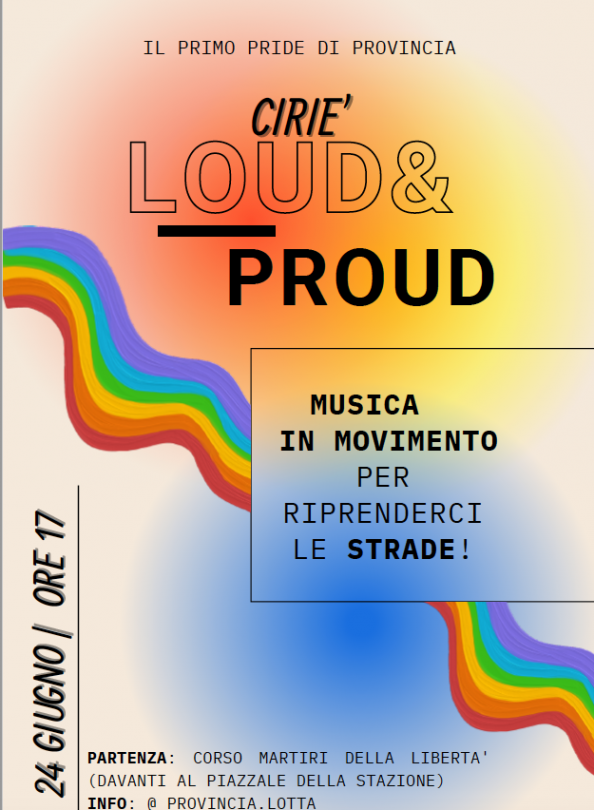 Il Pride a Ciriè il 24 giugno, arriva anche il “placet” dell’Amministrazione