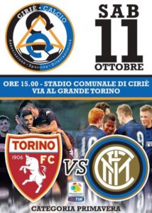 Ciriè, sabato 11 ottobre l’amichevole tra Torino e Inter Primavera