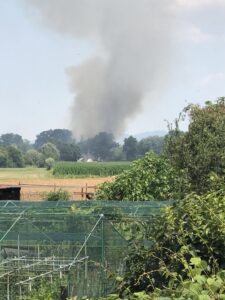 Incendio a Mappano: fiamme vicino al cimitero e alla zona industriale